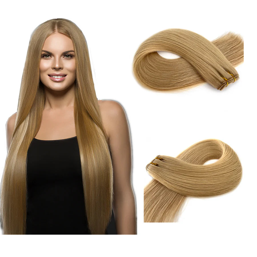 Machined Weft Extensions - Kleur 18 Honing Blond - 100 gram