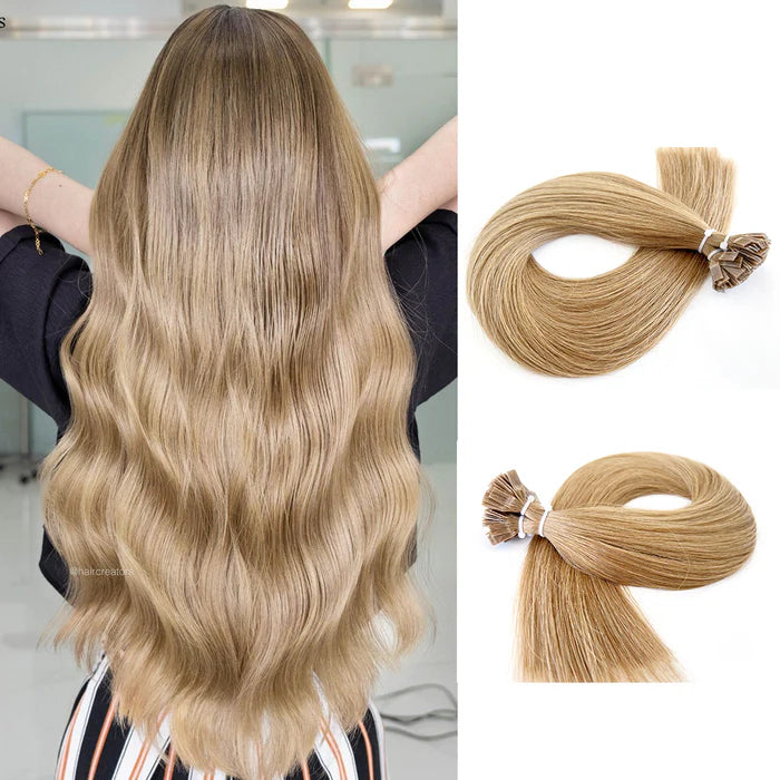 Flat Tip Extensions - Kleur 8 Kaneel Bruin - 50 Gram