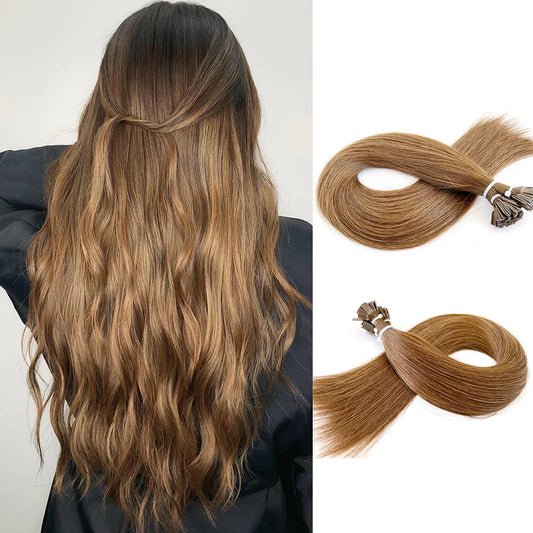 Flat Tip Extensions - Kleur 4 Hazelnoot Bruin - 50 Gram