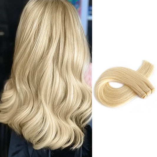 Machined Weft Extensions - Kleur 613 licht Blond - 100 gram