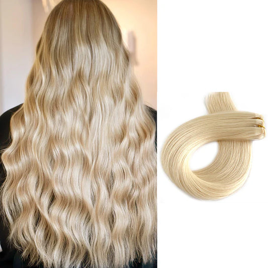 Machined Weft Extensions - Kleur 60 Ultra licht Blond - 100 gram